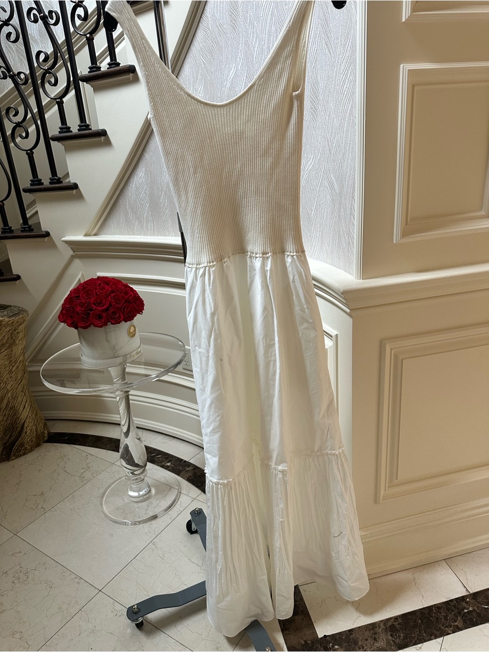 Ramy Brook Cream Ribbed Bodice Maxi Dress with Tiered Skirt - Picture 3 of 7